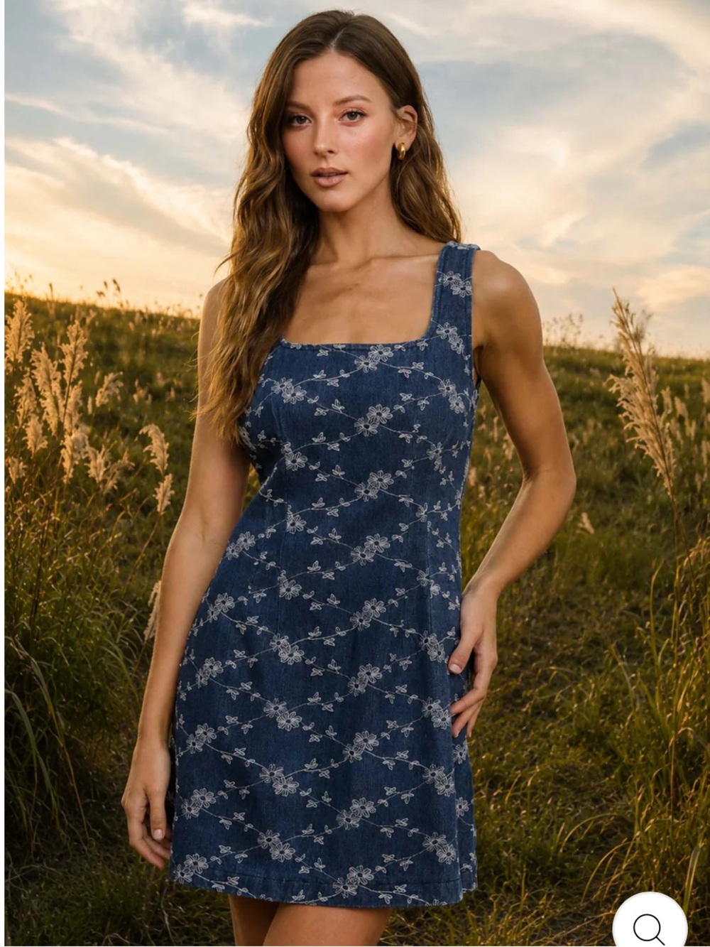 Blu Pepper Floral Embroidered Denim Mini Dress – Large (NWT) - Picture 3 of 7